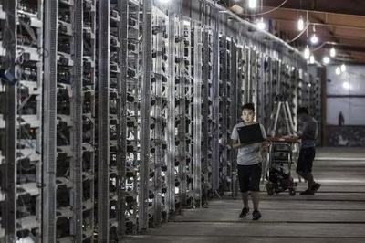 A bustling Canadian mining farm harnessing hydroelectric power for eco-friendly Bitcoin operations